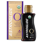 Astroglide Organic Massage Oil & Lube in a 4oz bottle, USDA certified, hydrating essential oil-based personal lubricant for smooth and natural comfort.