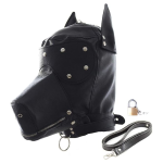 PU Leather Dog Hood Head Harness Erotic Niche for Role Play and Bondage