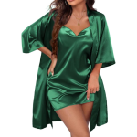 Ekouaer Satin Robe Set and Nightgown Silk Pajama Set for Women by Erotic Niche