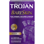 Trojan Studded Bareskin Lubricated Condoms 10 Count Erotic Niche